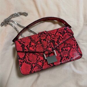 Zara Stylish Red Snake Print Women's Bag